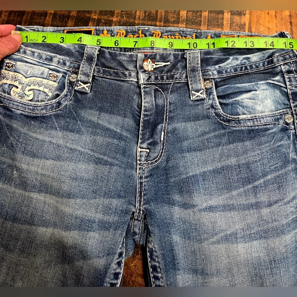 Rock Revival Distressed Blue Flare Jeans - Picture 10 of 13